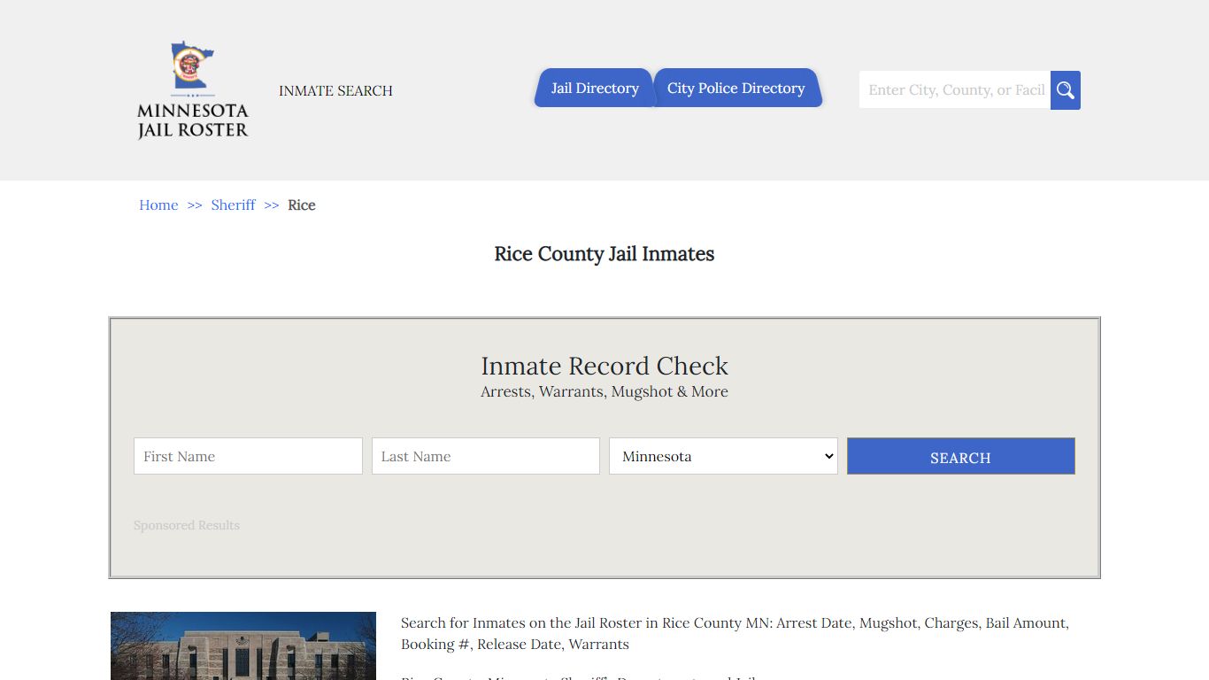 Rice County Jail Inmates | Jail Roster Search